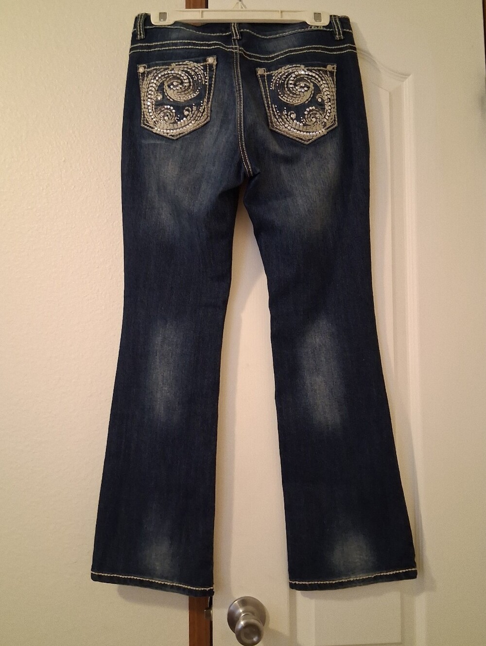 Code Bleu Andrea Women Bootcut Dark Wash Jeans Pant Sz10PR Embroidered - Picture 2 of 15